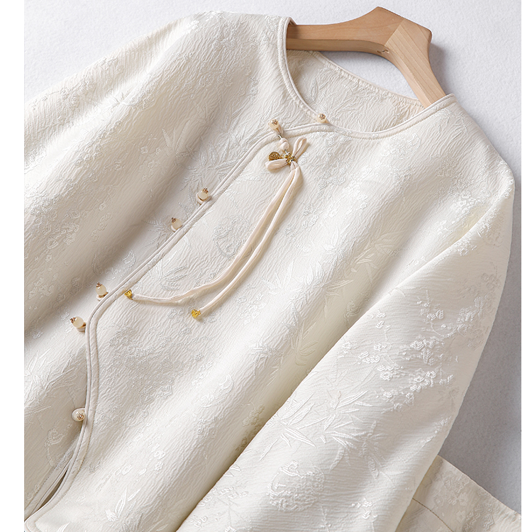 新中式秋冬新款上衣复古宽松中国风民加厚国风提花刺