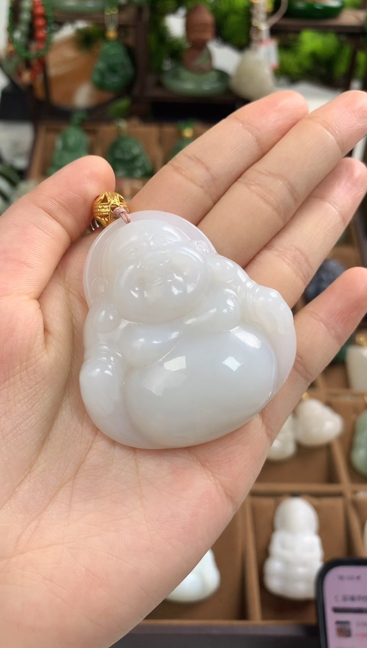 【闪购商品】和田玉颈饰18K金镶嵌吊坠50mm