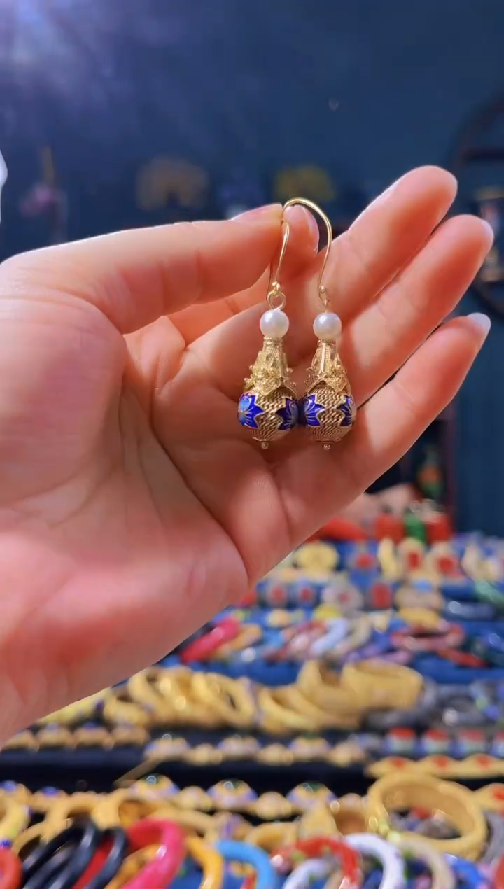 【闪购商品】非遗绝技 花丝烧蓝耳环