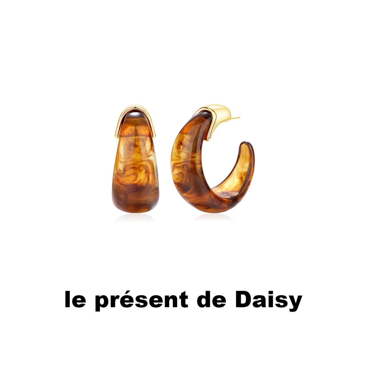 铜合金树脂耳饰 黛西的礼物【月下爱丽丝】美拉德时尚琥珀大圈耳环