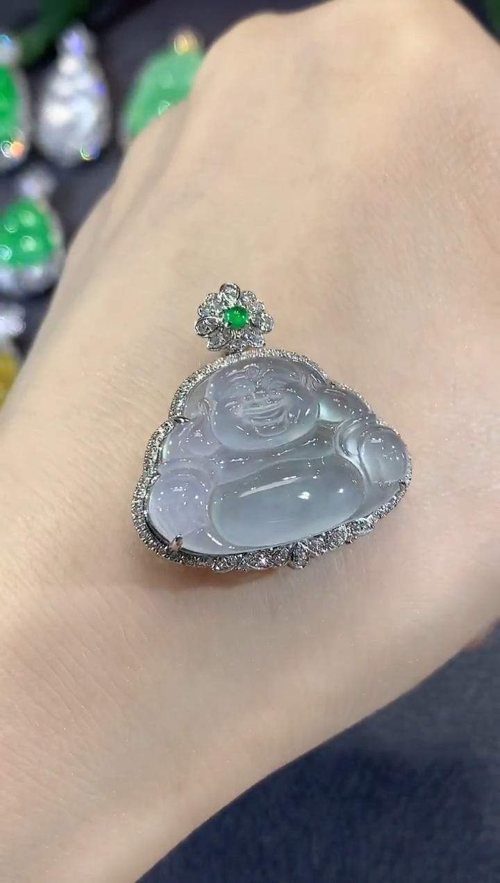 吊坠(不含链)18K金镶嵌翡翠D19翡翠