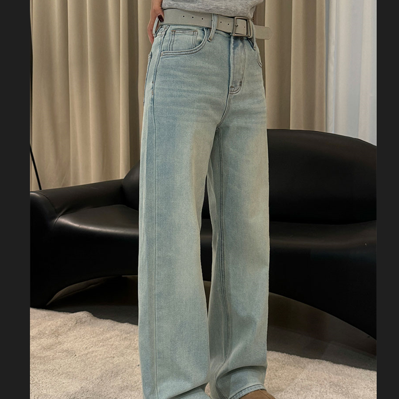 DEZI后现代风高腰微弹牛仔裤南油女裤长裤时尚裤子女士D82999