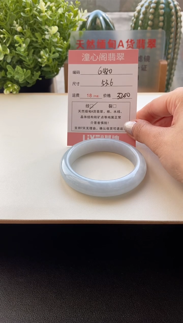 未镶嵌手镯翡翠圈口53.6编码G480