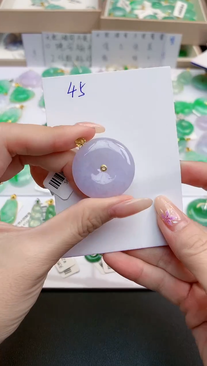 颈饰18K金镶嵌翡翠天然缅甸A货翡翠