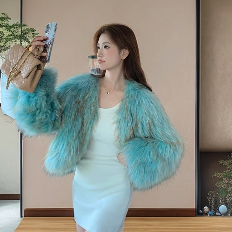 45长时尚洋气修身高端小香风貉子毛编织加密加厚高腰款