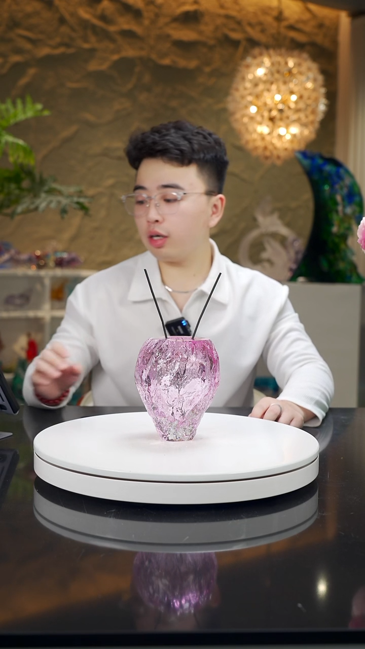手工艺品琉璃福利金红色水波纹香薰瓶