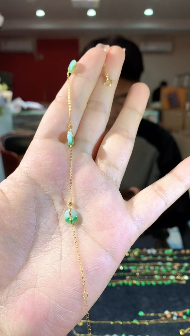 【闪购商品】18K金镶嵌翡翠手链407zjh时尚