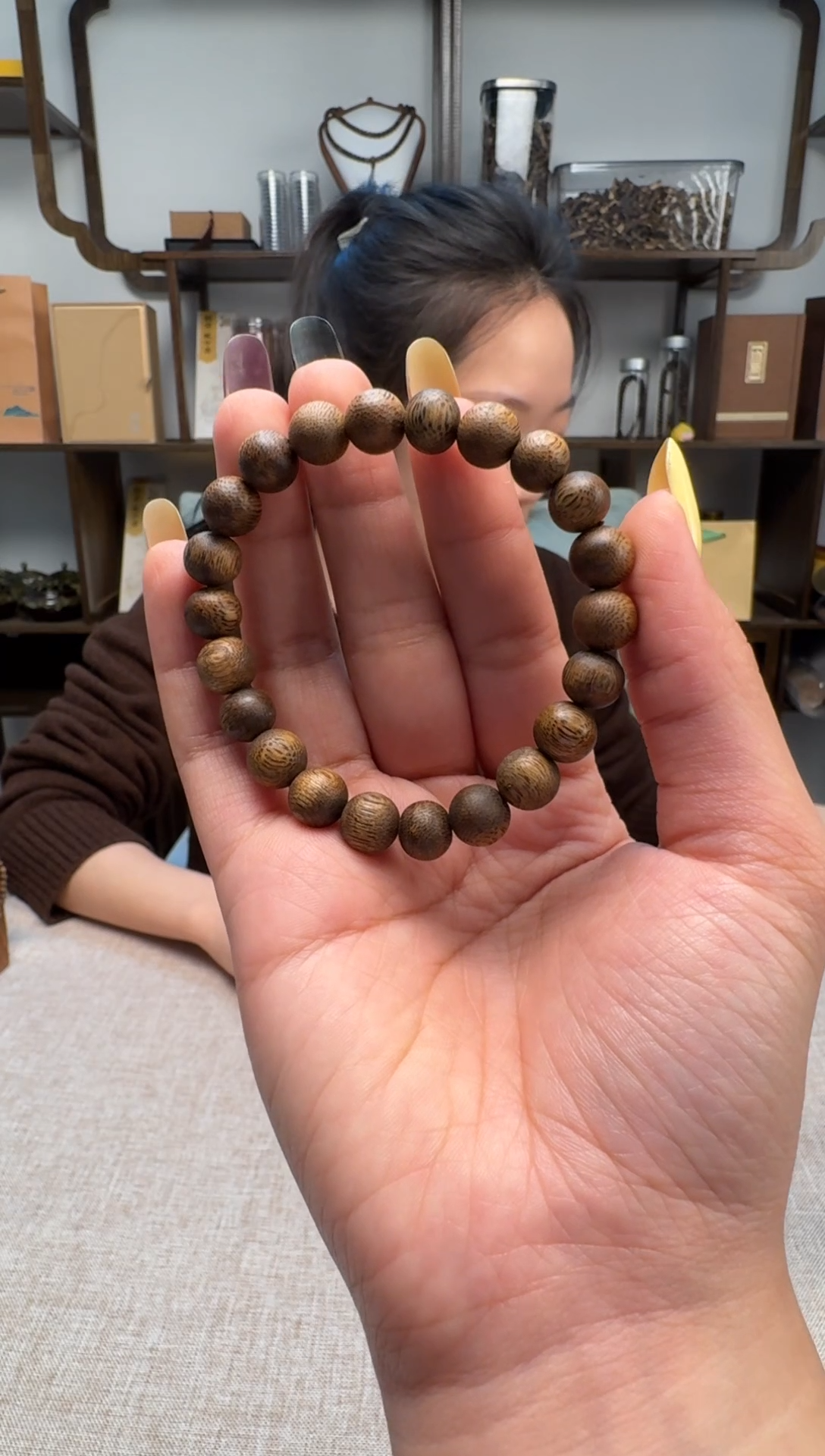 沉香沉香碎屑奇楠卡9圆珠单圈5克