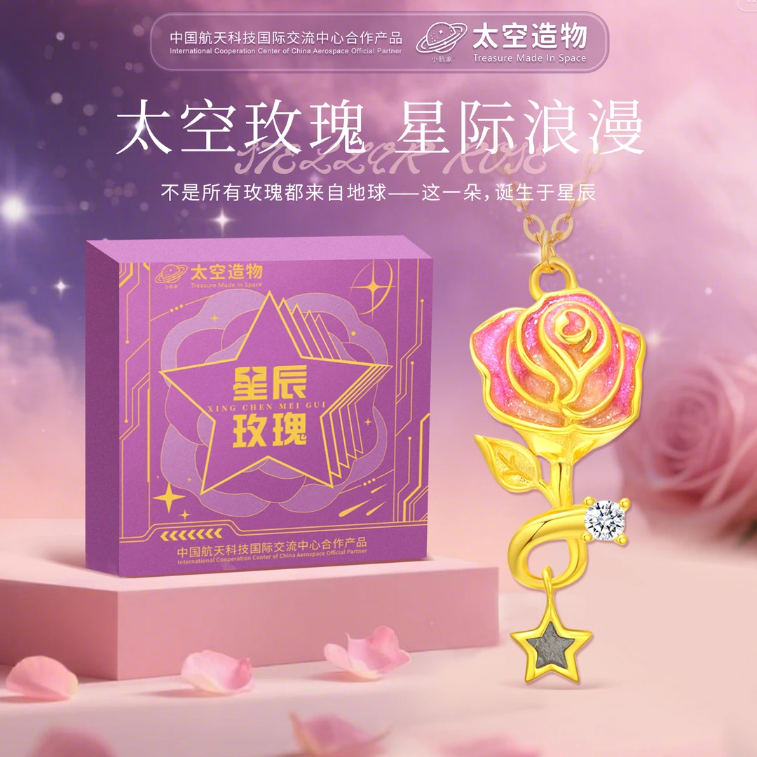 【七夕礼物甄选】中国航天太空造物星辰玫瑰荧光项链（精美礼盒）