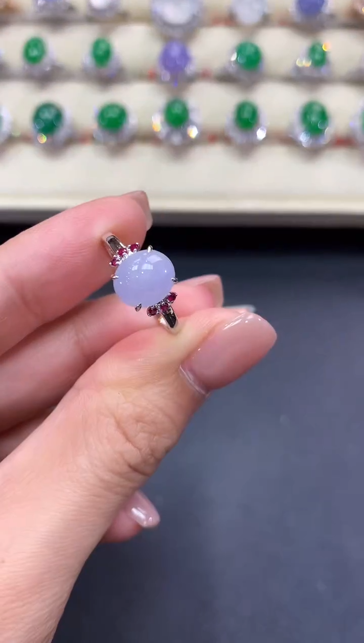 【闪购商品】翡翠戒指18K金镶嵌a18紫货有色差