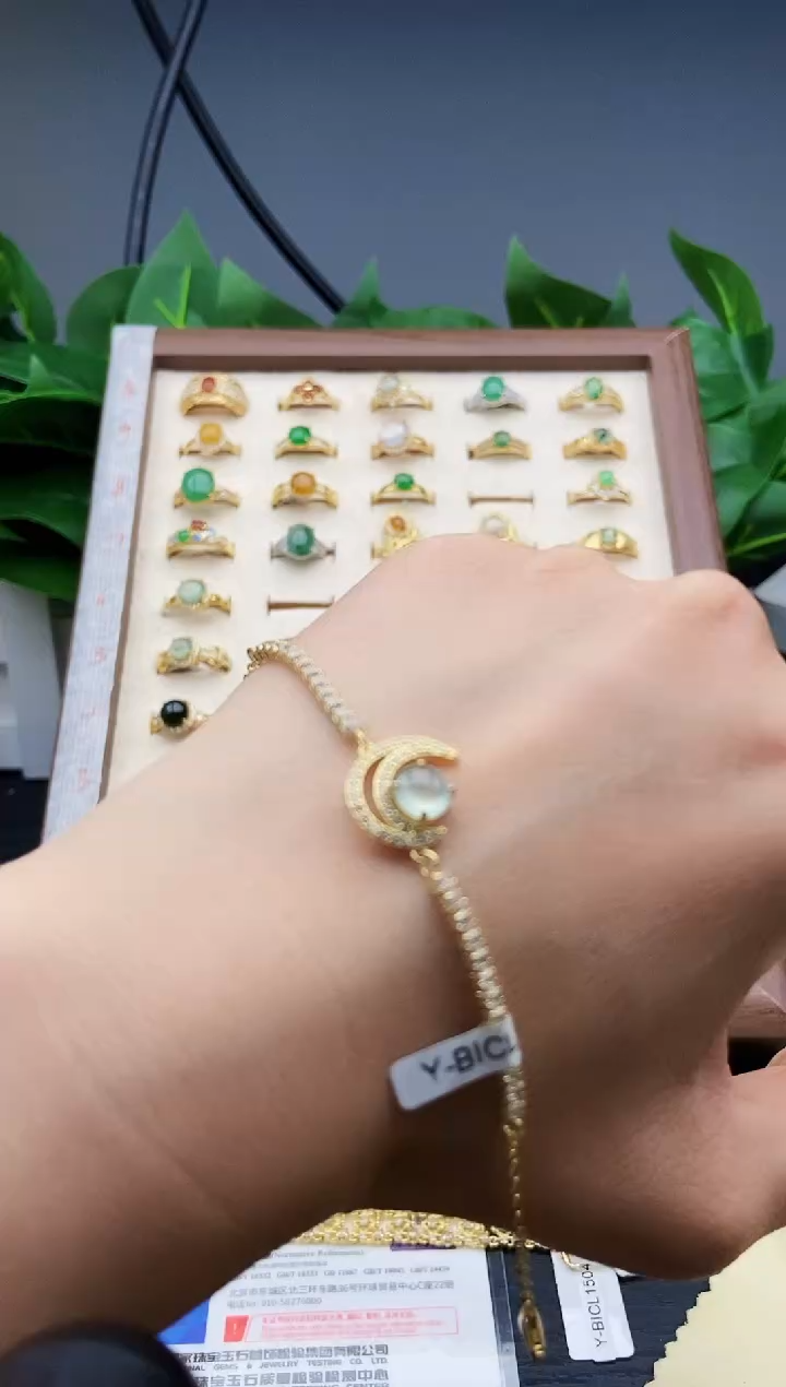 银S925镶嵌手链翡翠12
