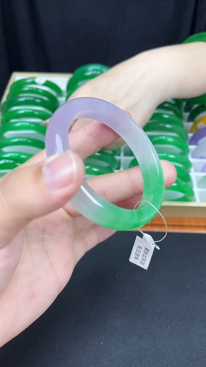 砖雕s25 冰春彩手镯 圈口54-61