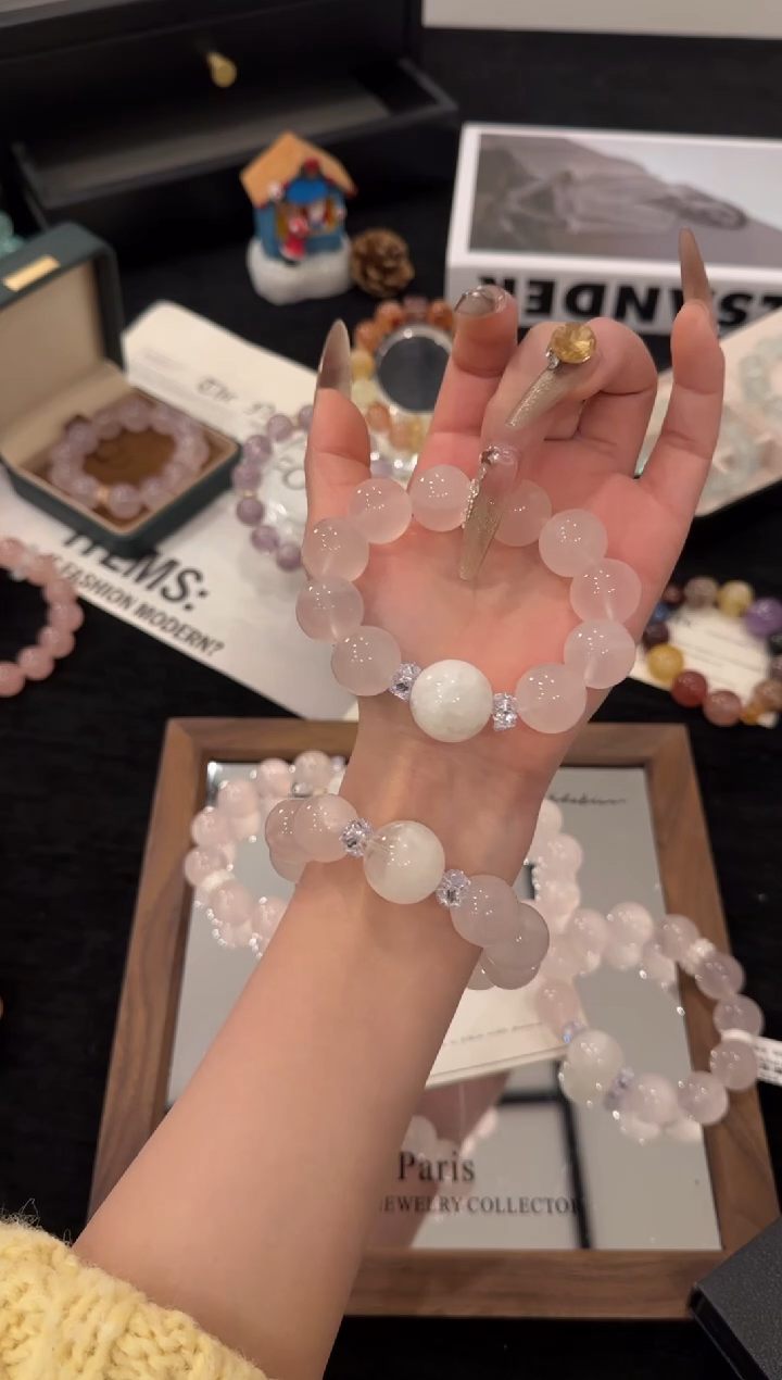 合金手链水晶粉水晶x3642