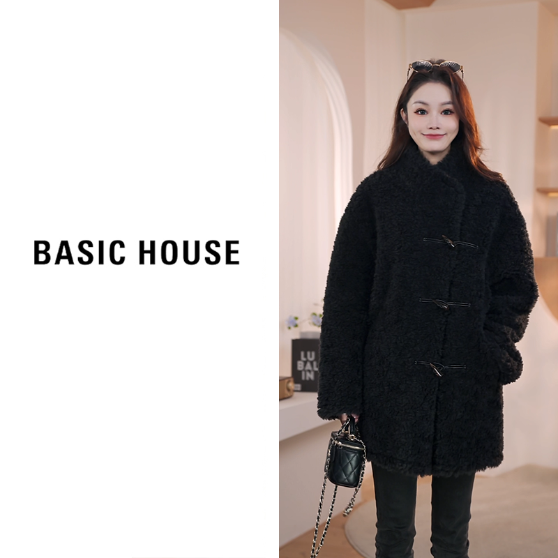 Basic House/百家好2025新款羊羔毛外套女B1295B5W762（衣长79）