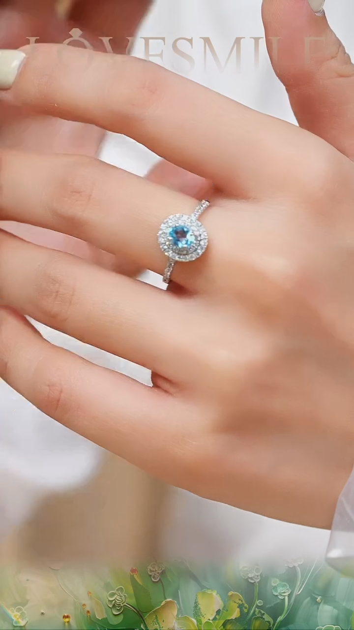 托帕石戒指银S925镶嵌009戒指