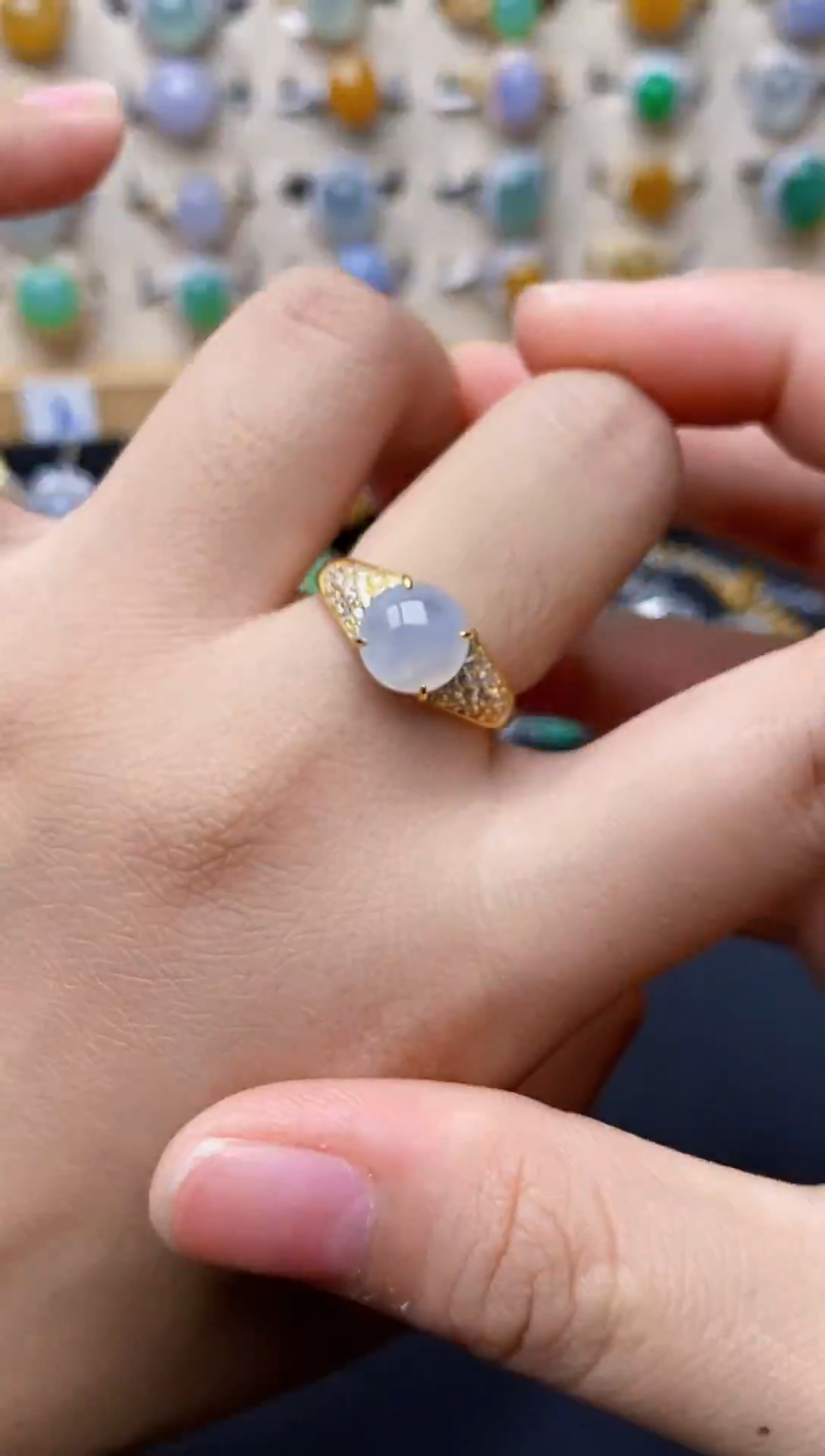 银S925镶嵌戒指翡翠7050