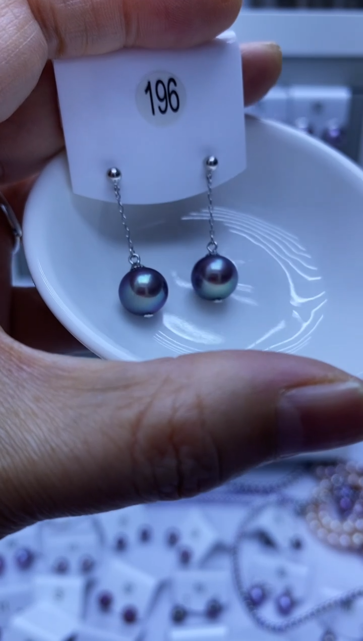 银S925镶嵌耳饰淡水珍珠196
