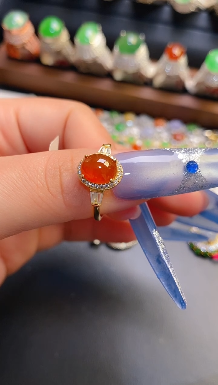 银S925镶嵌戒指翡翠天然