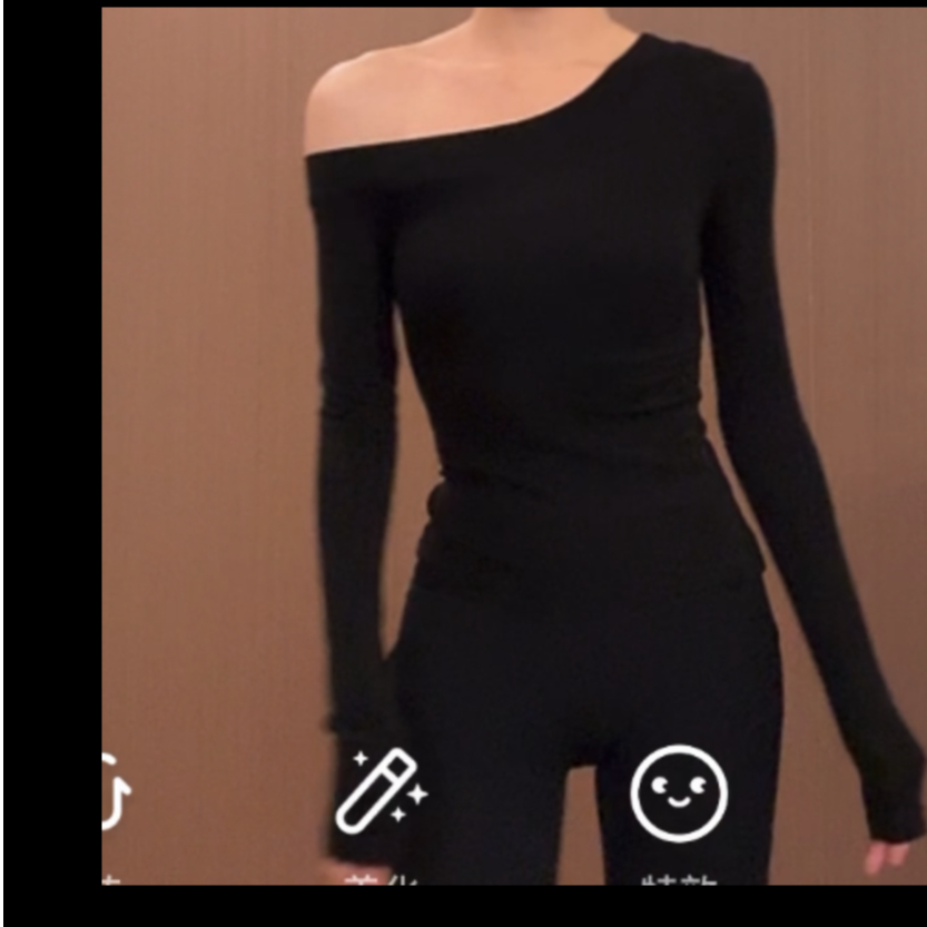 【XIAO HONG好物】天丝羊毛堆堆袖超高弹斜肩上衣