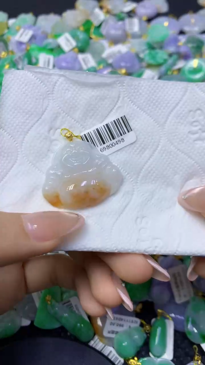 颈饰18K金镶嵌翡翠天然缅甸翡翠A货