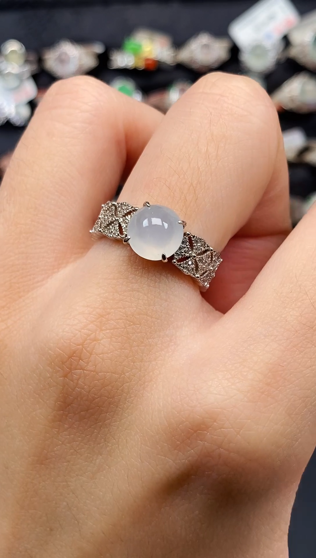 银S925镶嵌戒指翡翠天然A货翡翠18