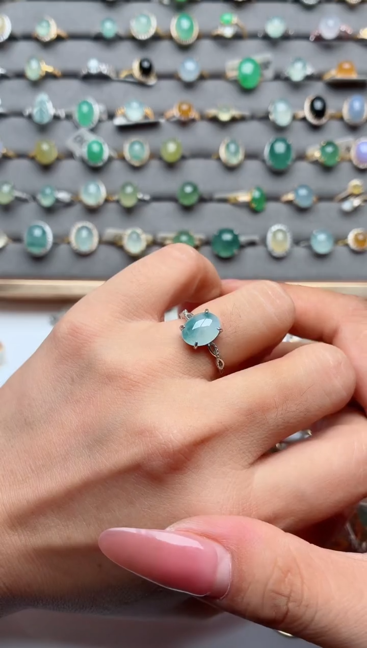 银S925镶嵌戒指翡翠.