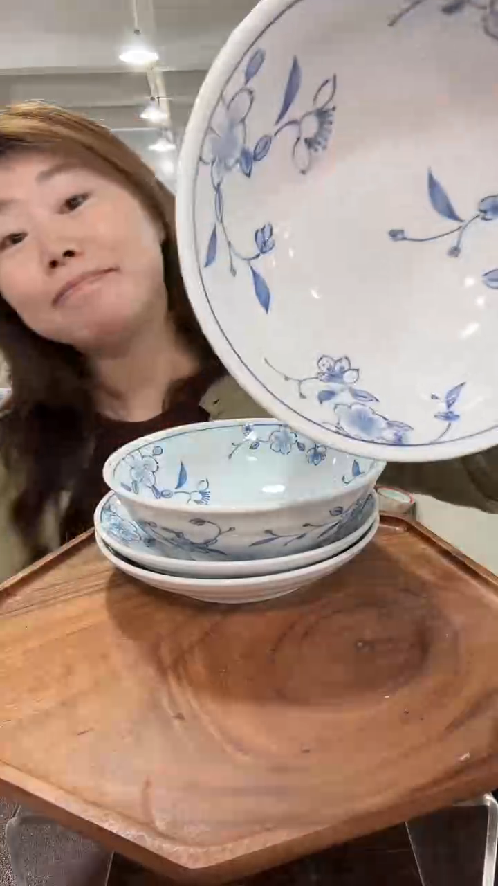 瓷梅花7英寸斗笠面碗2个