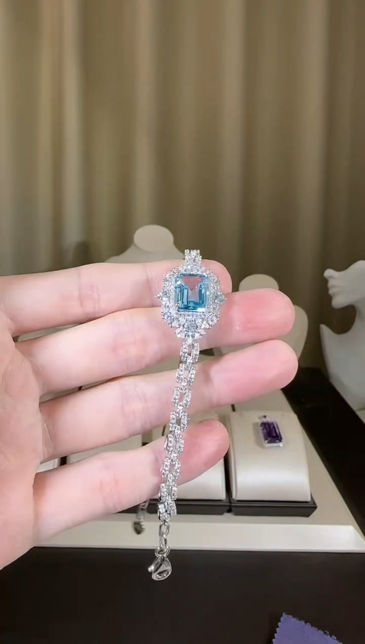 【闪购商品】托帕石手链银S925镶嵌9*11mm设计款