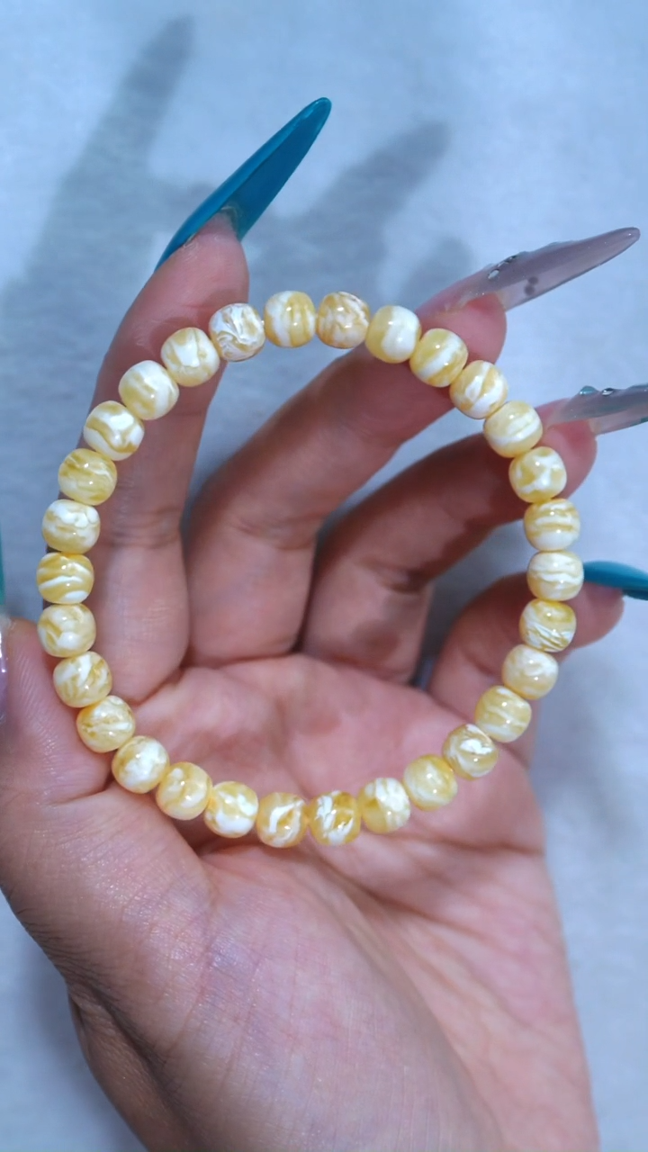 手链琥珀未镶嵌典藏级7mm金瓷白虎皮纹妖孽