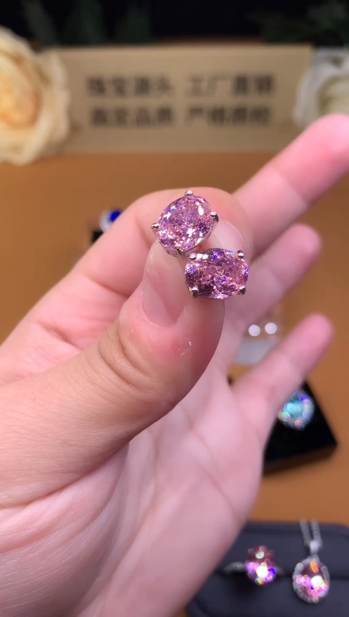 银S925镶嵌耳钉碧玺8989