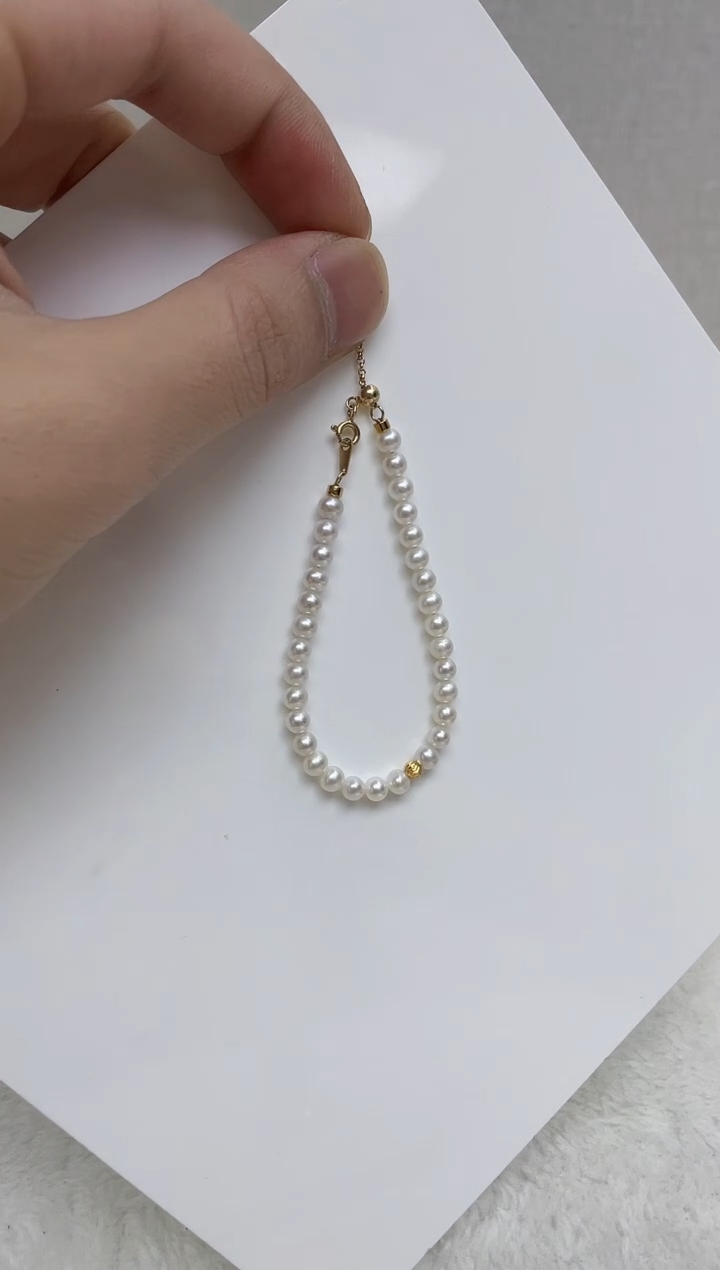 银S925镶嵌手链淡水珍珠  