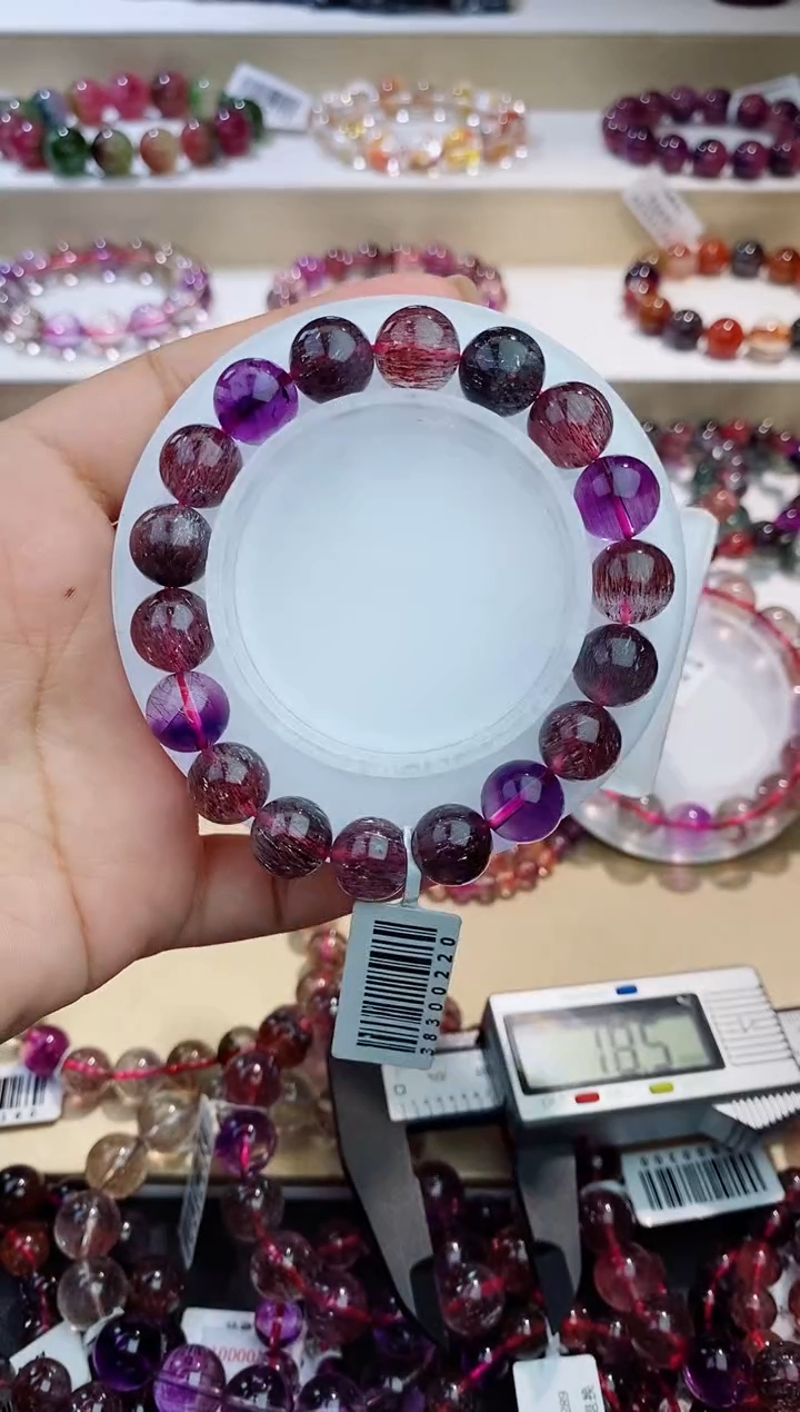 未镶嵌手链水晶黑加仑超七11m+