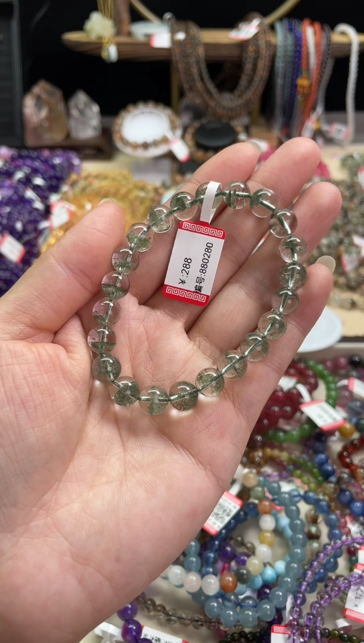 【闪购商品】水晶手链未镶嵌绿幽灵手链8.5mm
