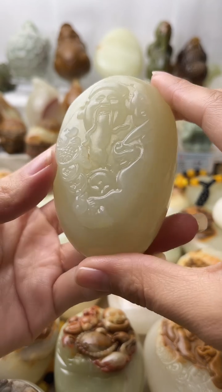 石材古青石棉纹正常不退换财神