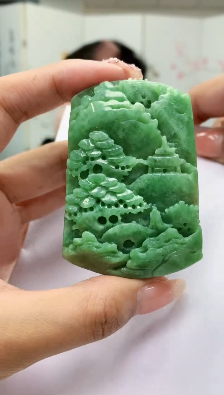 【闪购商品】定制翡翠未镶嵌5152MM-毛货挂件34