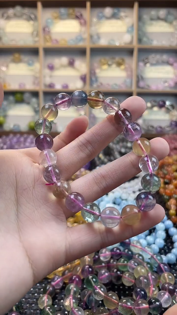 未镶嵌手串萤石9mm彩萤石
