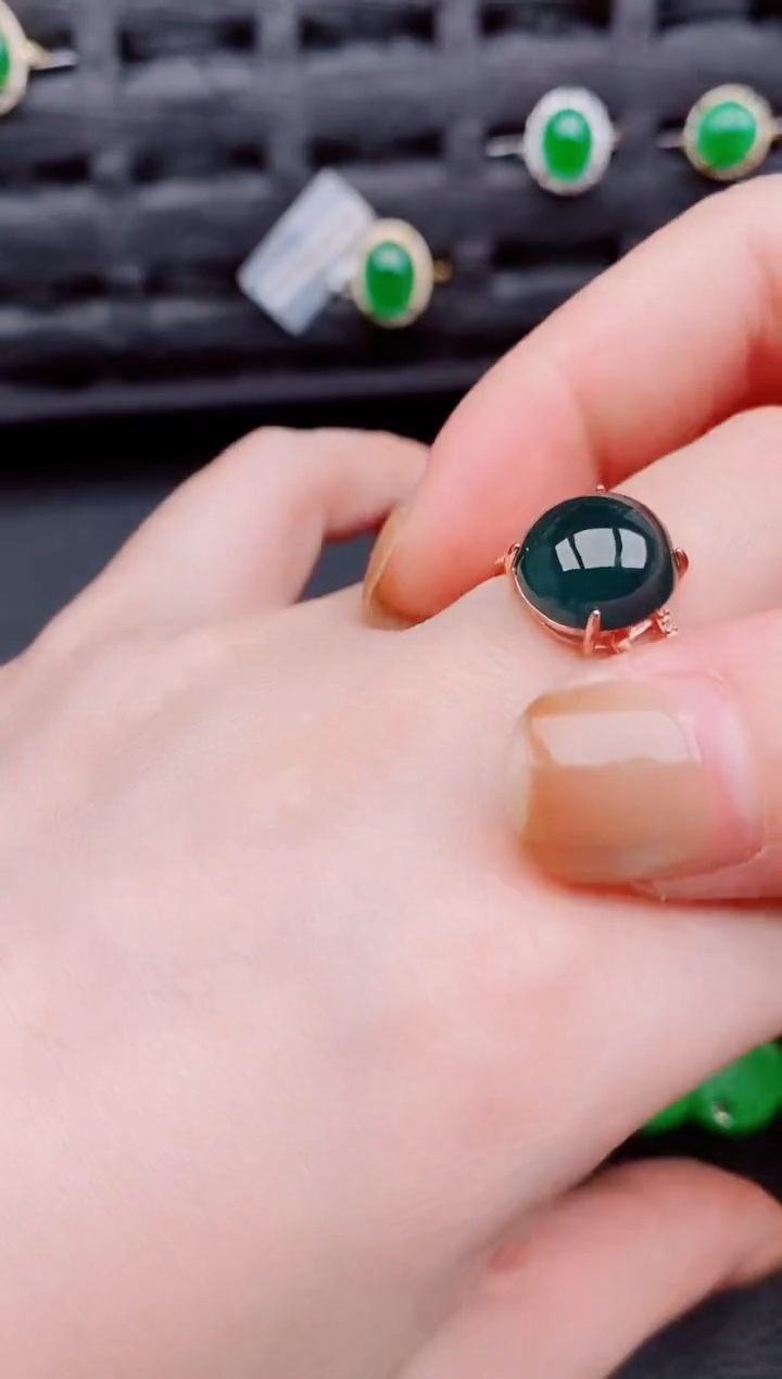 【闪购商品】翡翠戒指银S925镶嵌天然a货翡翠455