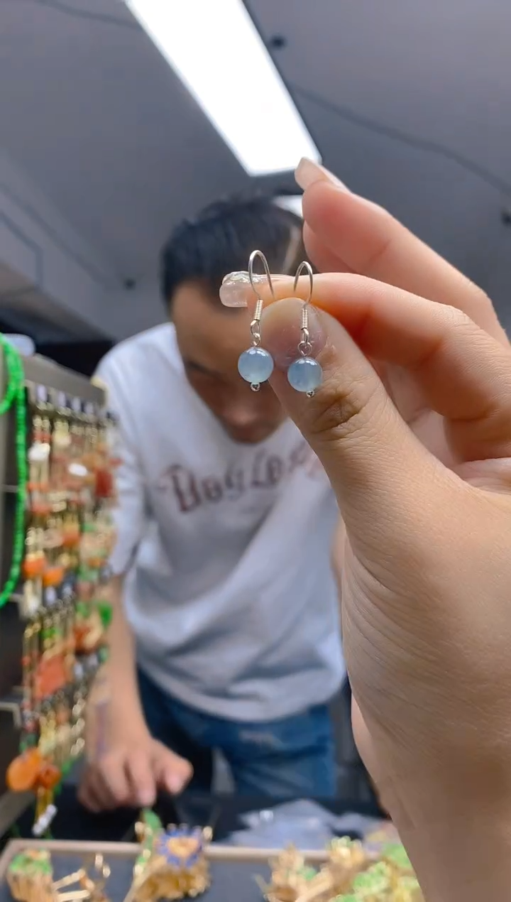 【闪购商品】翡翠耳饰银S925镶嵌303翡翠耳钩