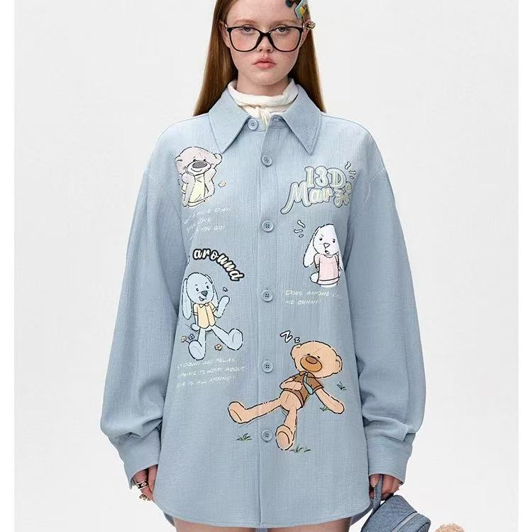 设计师品牌25早春彩色涂鸦插画衬衫外套