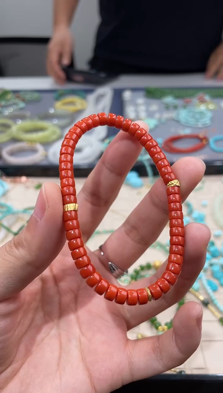 南红玛瑙手串18K金镶嵌TA0601-3793-707