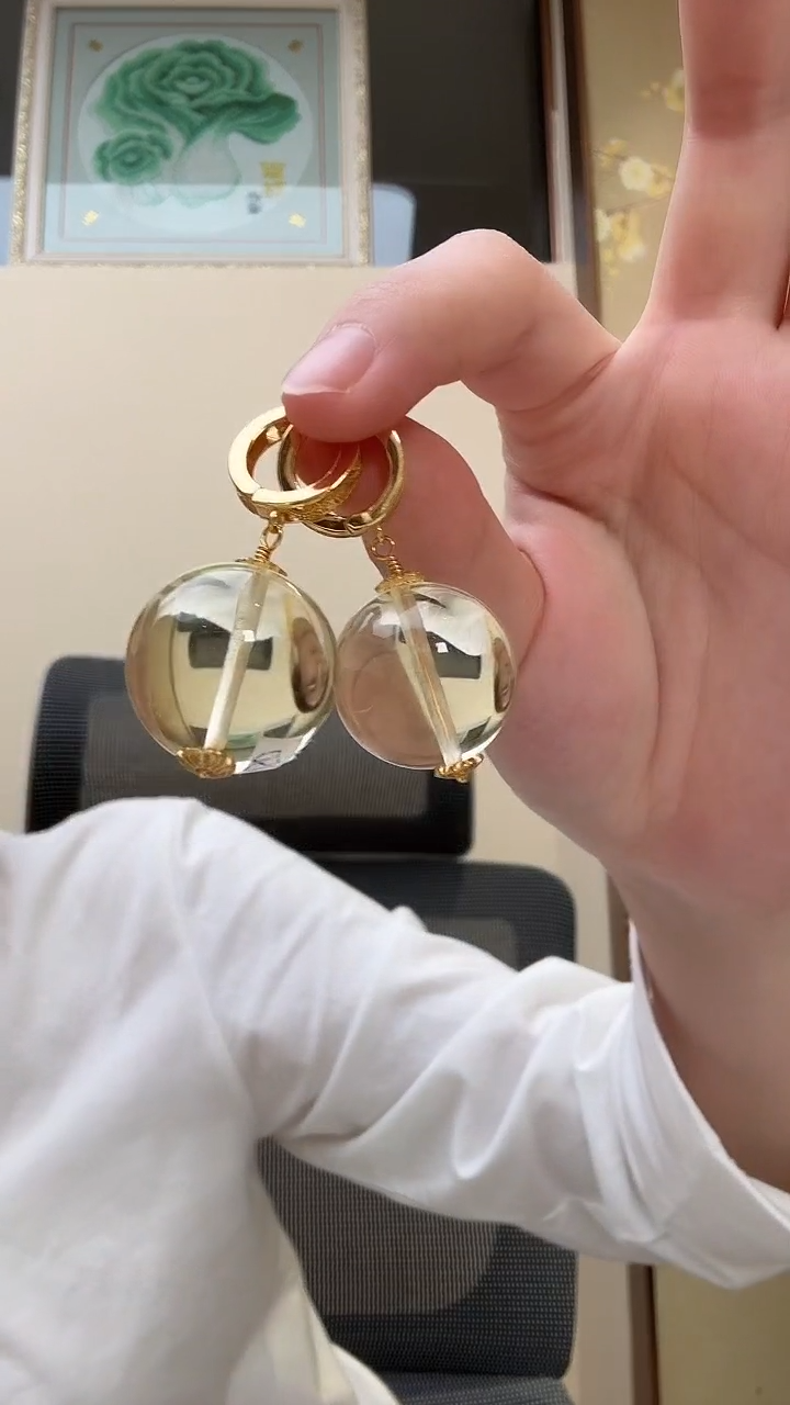 琥珀未镶嵌耳饰耳环