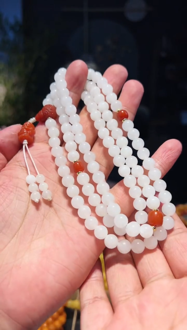 手串未镶嵌和田玉8+108多圈