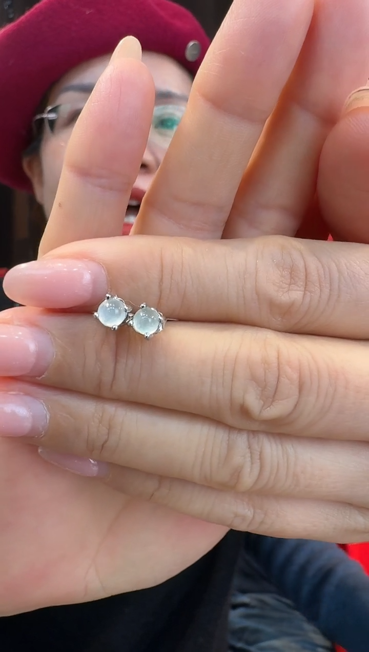 【闪购商品】翡翠耳钉银S925镶嵌耳钉