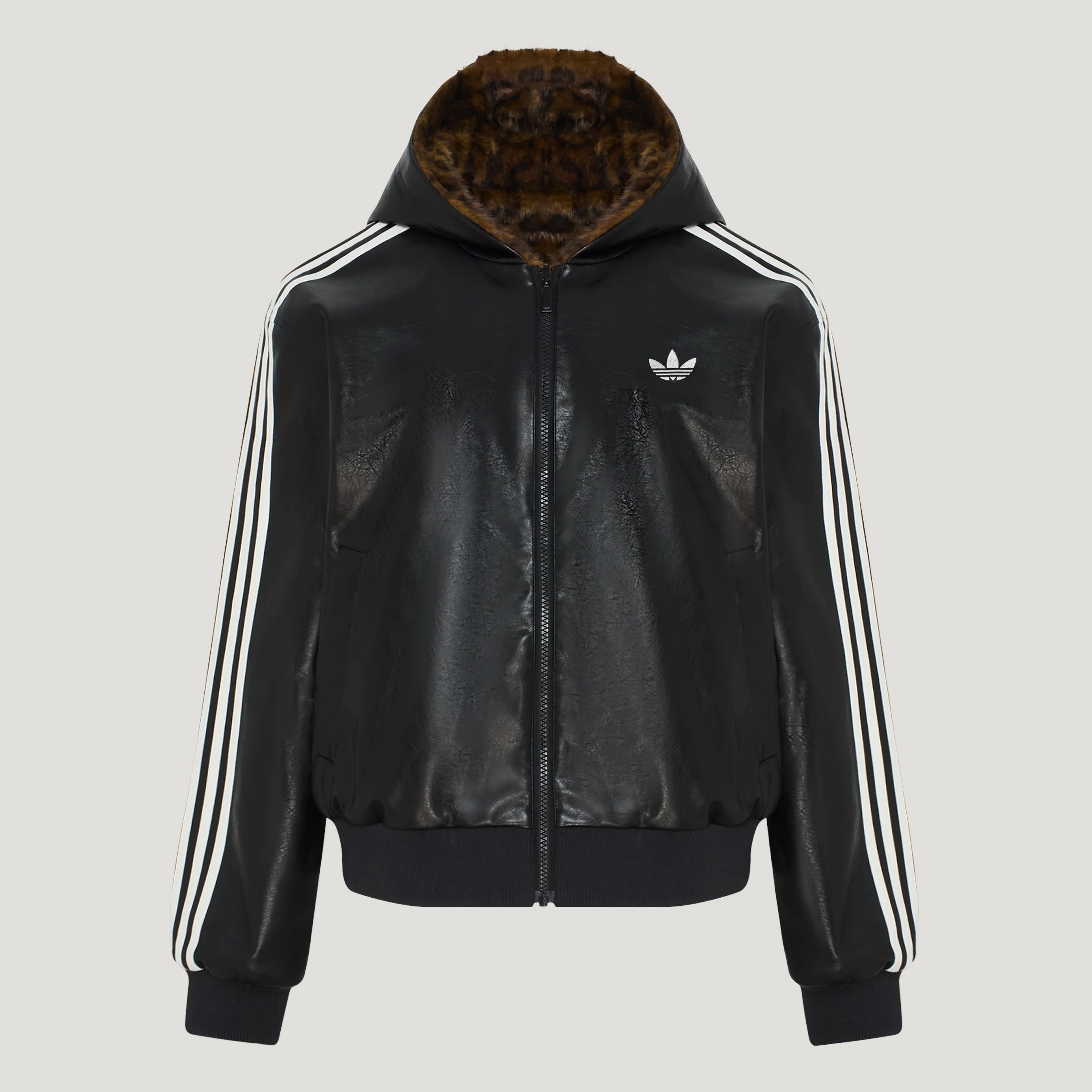adidas/阿迪达斯疯狂动物城联名款双面穿豹纹加绒夹克外套 LF1595