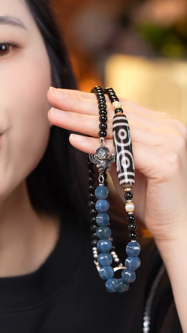 【闪购商品】玛瑙/玉髓颈饰银S925镶嵌Z27364杵六横款锁骨链