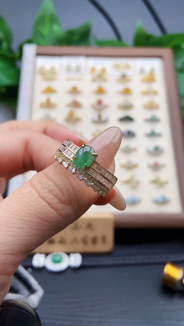 银S925镶嵌戒指翡翠12