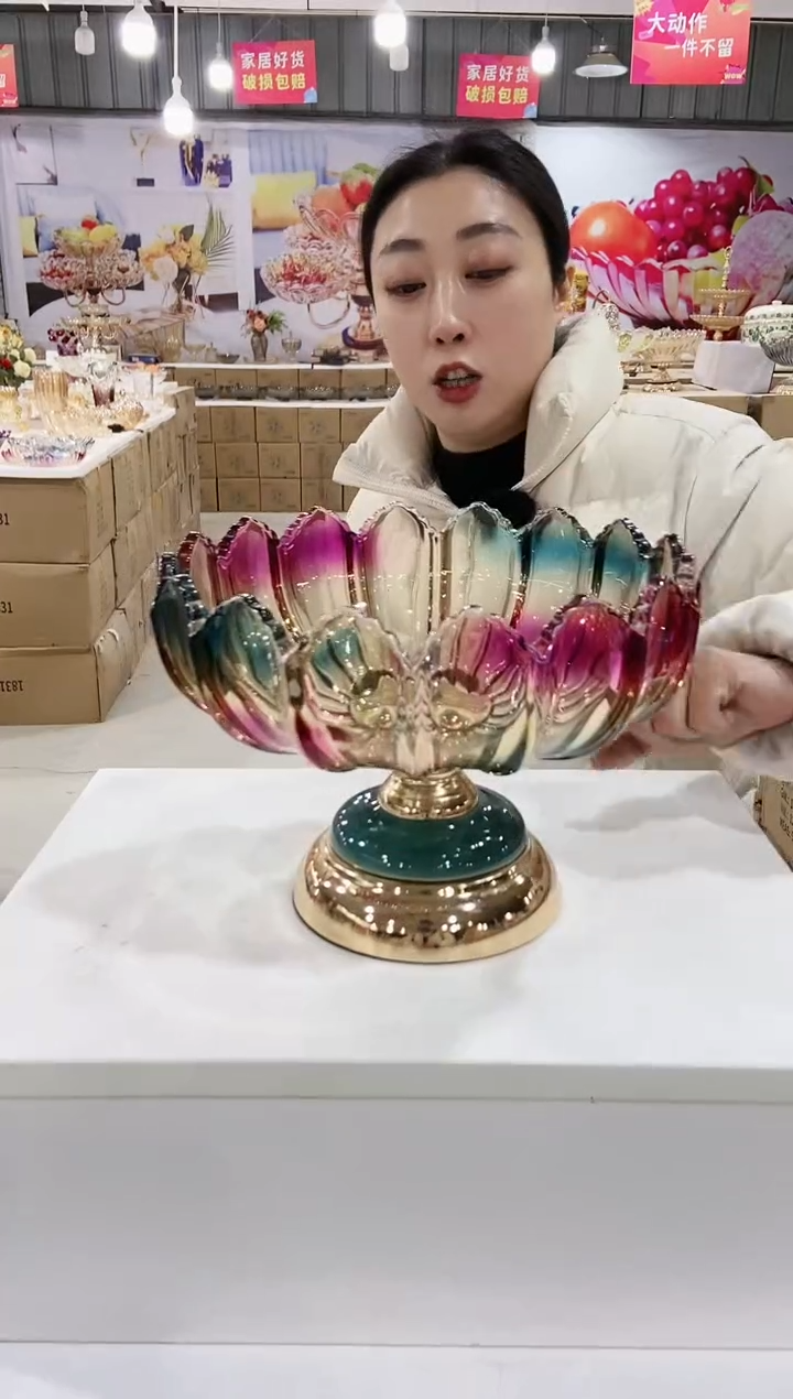 【闪购商品】玻璃彩色宝莲【陶瓷底座】