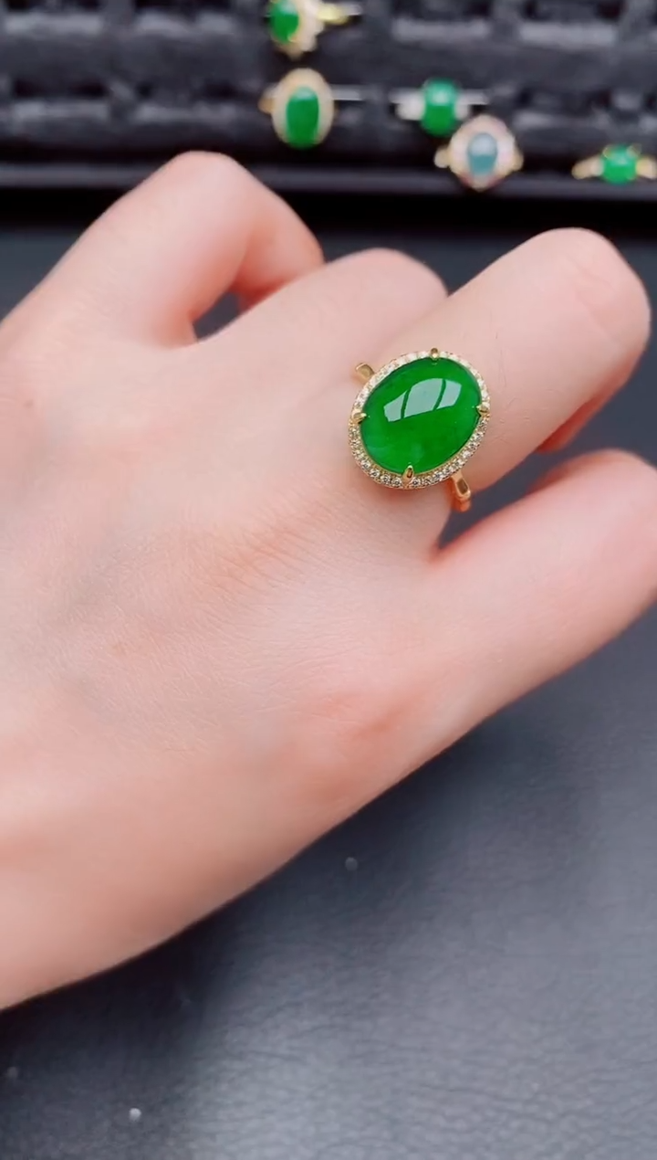 【闪购商品】翡翠戒指银S925镶嵌天然a货翡翠253
