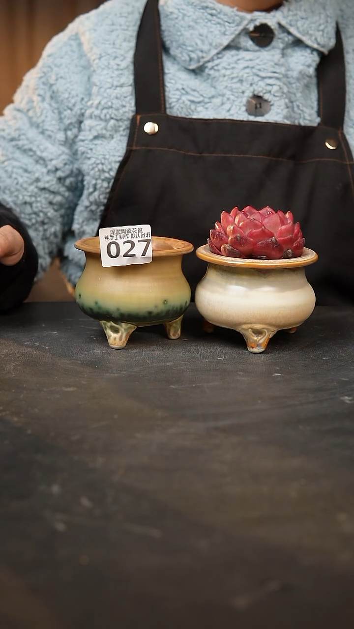 【闪购商品】瓷片027泥泥手工花盆口7-8高7-8