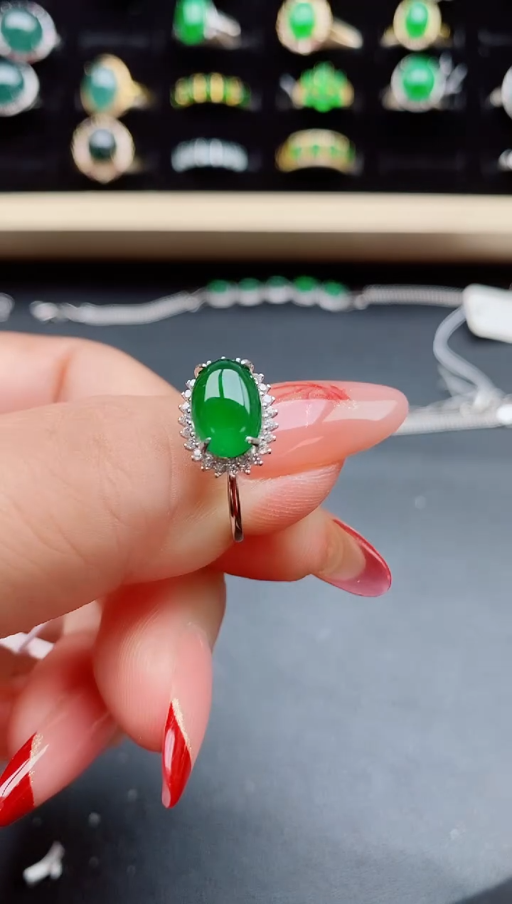 【闪购商品】翡翠戒指银S925镶嵌508550